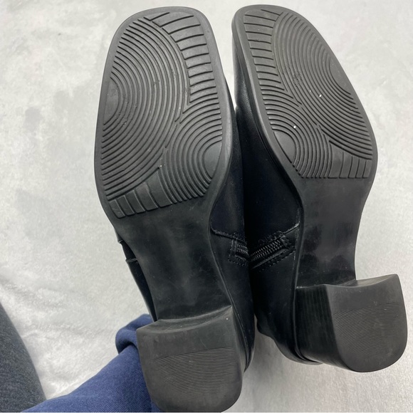 Vintage 90s Square Toe Black Faux Leather Boots - Picture 3 of 5